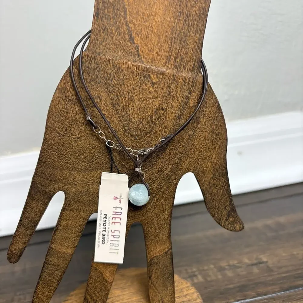 NWT Free Spirit Peyote Bird Brown Leather Bracelet with Blue Stone